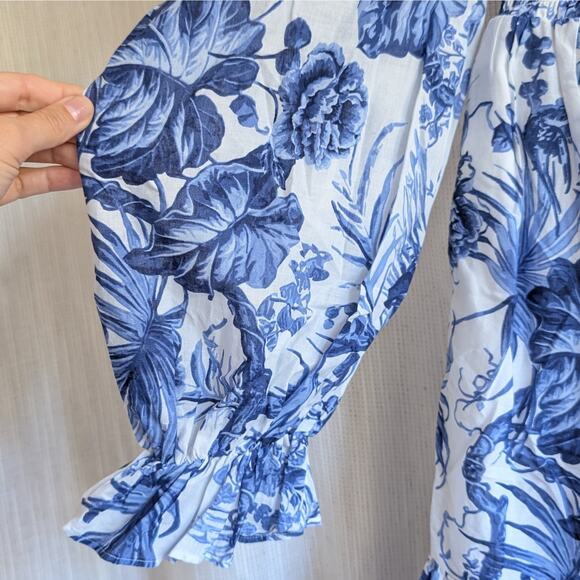 NWT & Other Stories Smocked Bodice Long Sleeve Cotton Mini Dress, size 0 - Picture 4 of 10